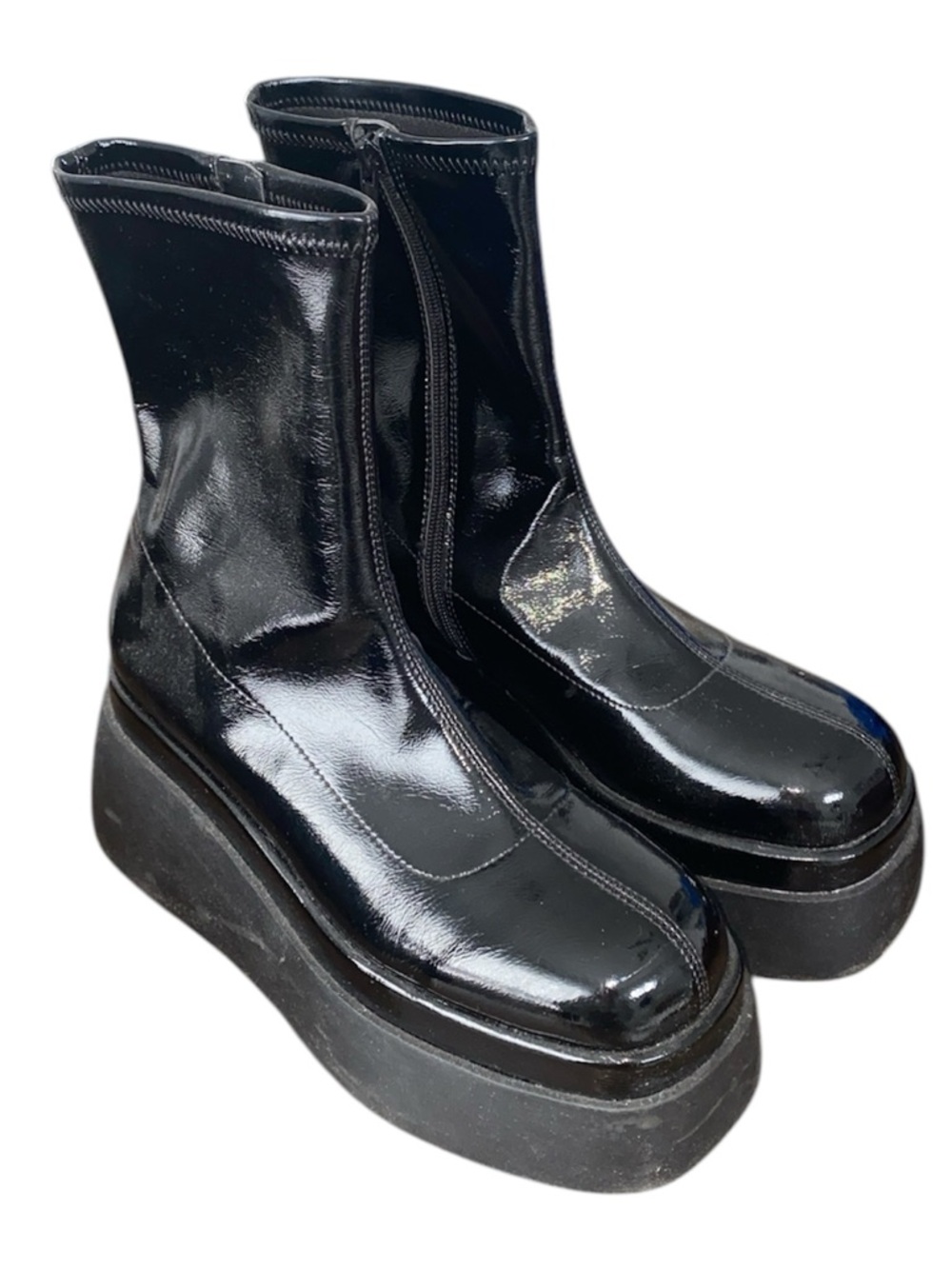 Call It Spring Black Patent Platform Ankle Boots